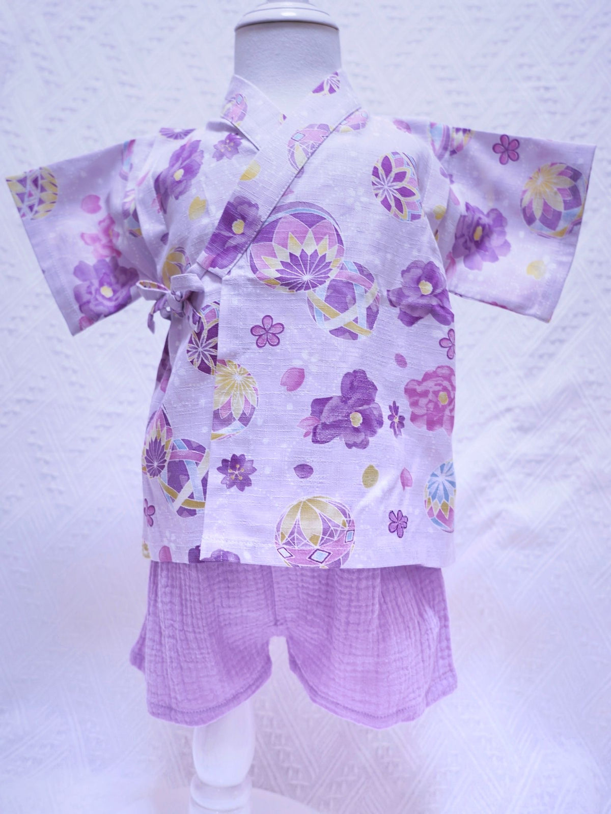 Crazy for Kids Japanese-Style Yukata for Kids (Purple Cherry Blossom)