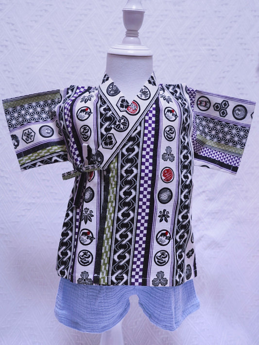 Crazy for Kids Japanese-Style Kids' Yukata (Pine Pattern - Green)