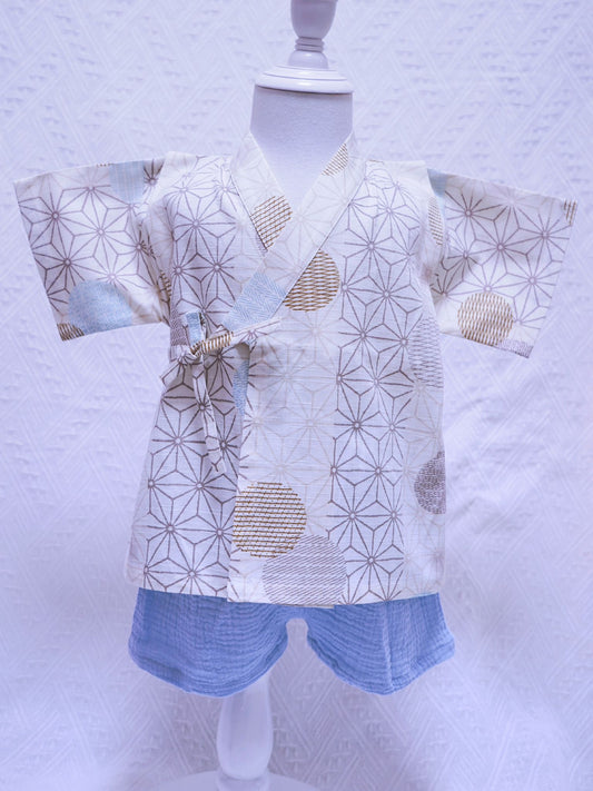 Crazy for Kids Japanese-style Baby Yukata (Beige Hemp Leaf)
