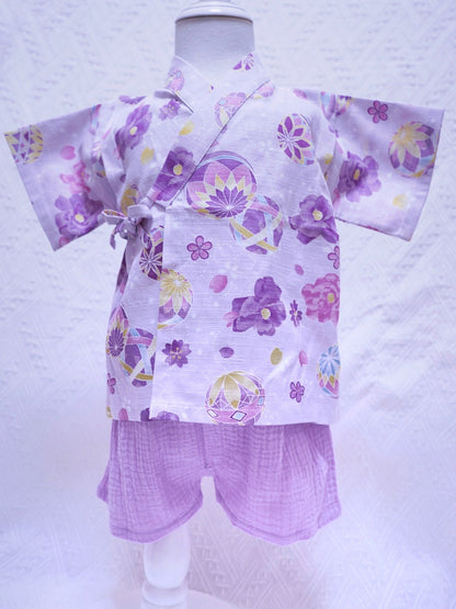 Crazy for Kids Japanese-Style Yukata for Kids (Purple Cherry Blossom)