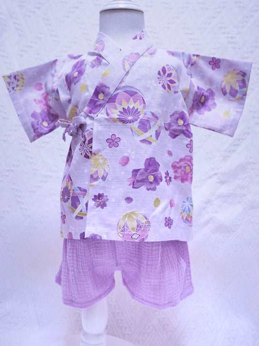 Crazy for Kids Japanese-Style Yukata for Kids (Purple Cherry Blossom)