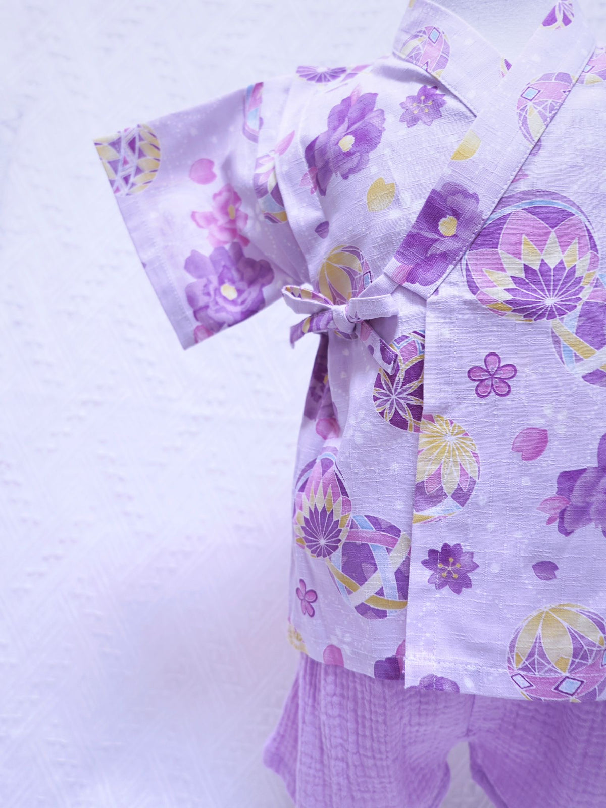 Crazy for Kids Japanese-Style Yukata for Kids (Purple Cherry Blossom)