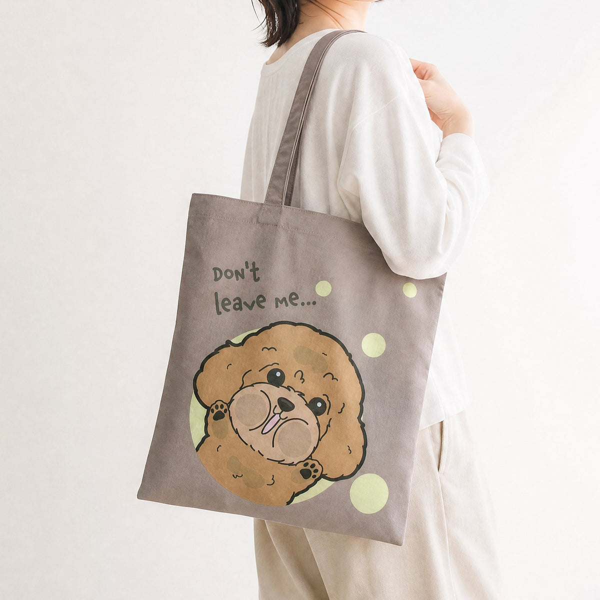 Don't Leave Me Tote Bag - Poodle Edition | Water-Resistant Everyday Canvas Tote