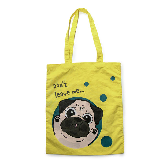 Don't Leave Me Tote Bag - Pug Edition | Water-Resistant Everyday Canvas Tote