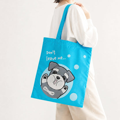 Don't Leave Me Tote Bag - Schnauzer Edition | Water-Resistant Everyday Canvas Tote